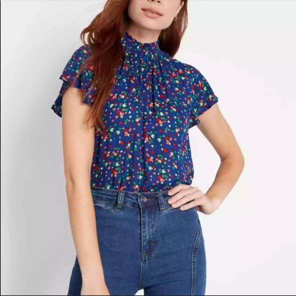 Mod Cloth Apple Print Calling Dibs 2x Top
